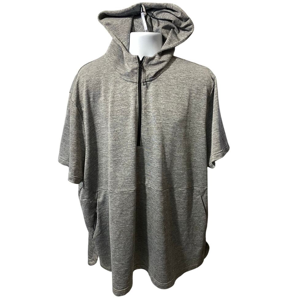 MSX by Michael Strahan Gray Hooded 1/4 Zip Performance Short Sleeve Mens 3XL